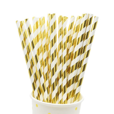Paper Straws Eco Friendly Straws Gold 100Pcs