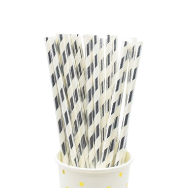 Paper Straws Eco Friendly Straws Silver 100Pcs