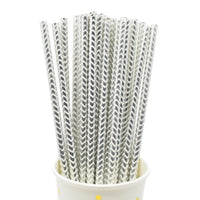 Paper Straws Eco Friendly Straws Silver 100Pcs