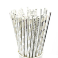 Paper Straws Eco Friendly Straws Silver 100Pcs