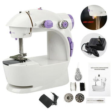 Portable Mini Sewing Machine with LED Light and foot pedal(ALW), for teens - White - Karout Online -Karout Online Shopping In lebanon - Karout Express Delivery 
