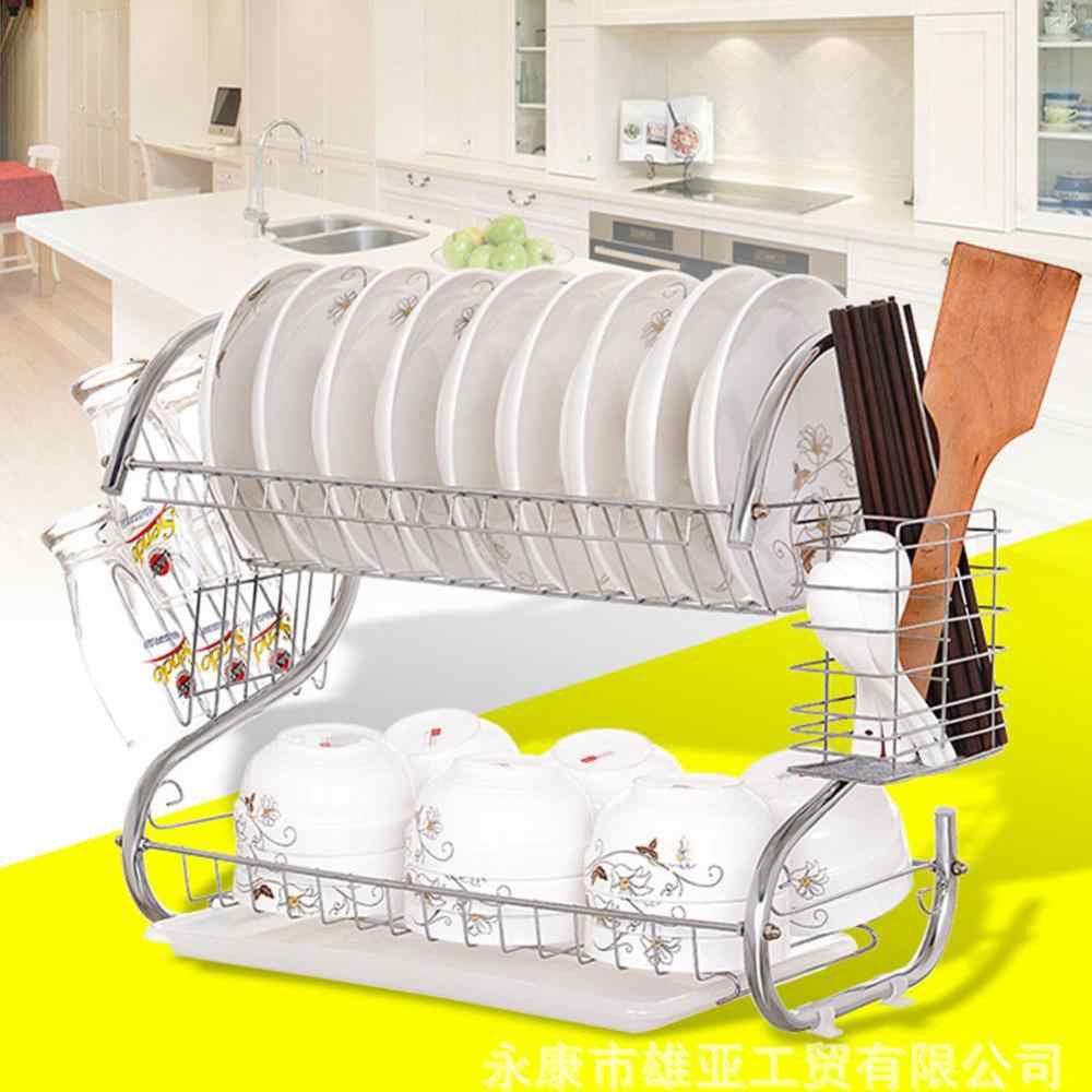 Kitchen Multi-Functional Stainless Steel 2 Layer Dish Drainer - Karout Online -Karout Online Shopping In lebanon - Karout Express Delivery 