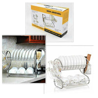 Kitchen Multi-Functional Stainless Steel 2 Layer Dish Drainer - Karout Online -Karout Online Shopping In lebanon - Karout Express Delivery 