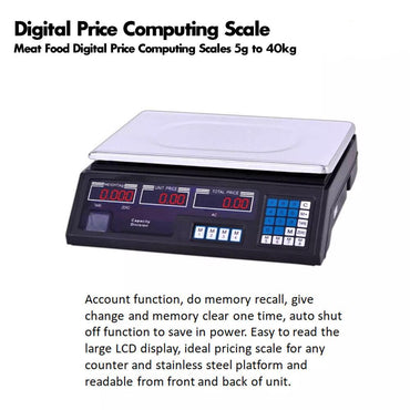 Digital Weighing Scale Meat Food Digital Price Computing Scales 5g to 40kg Digital Price Computing Scale - Karout Online -Karout Online Shopping In lebanon - Karout Express Delivery 