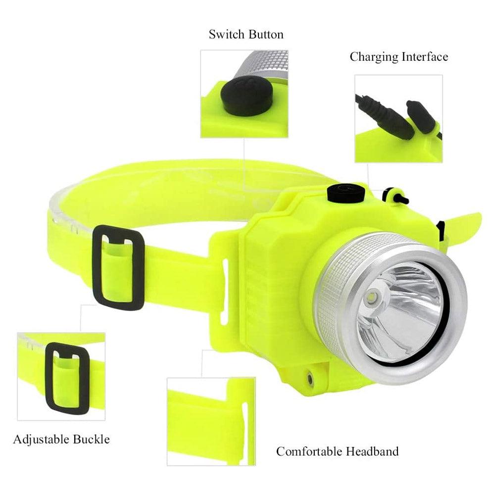 Professional Diving Headlamp Flashlight, LED Headlamp Rechargeable Underwater Headlight, Scuba Dive Light for Diving Camping Hunting Fishing - Karout Online -Karout Online Shopping In lebanon - Karout Express Delivery 
