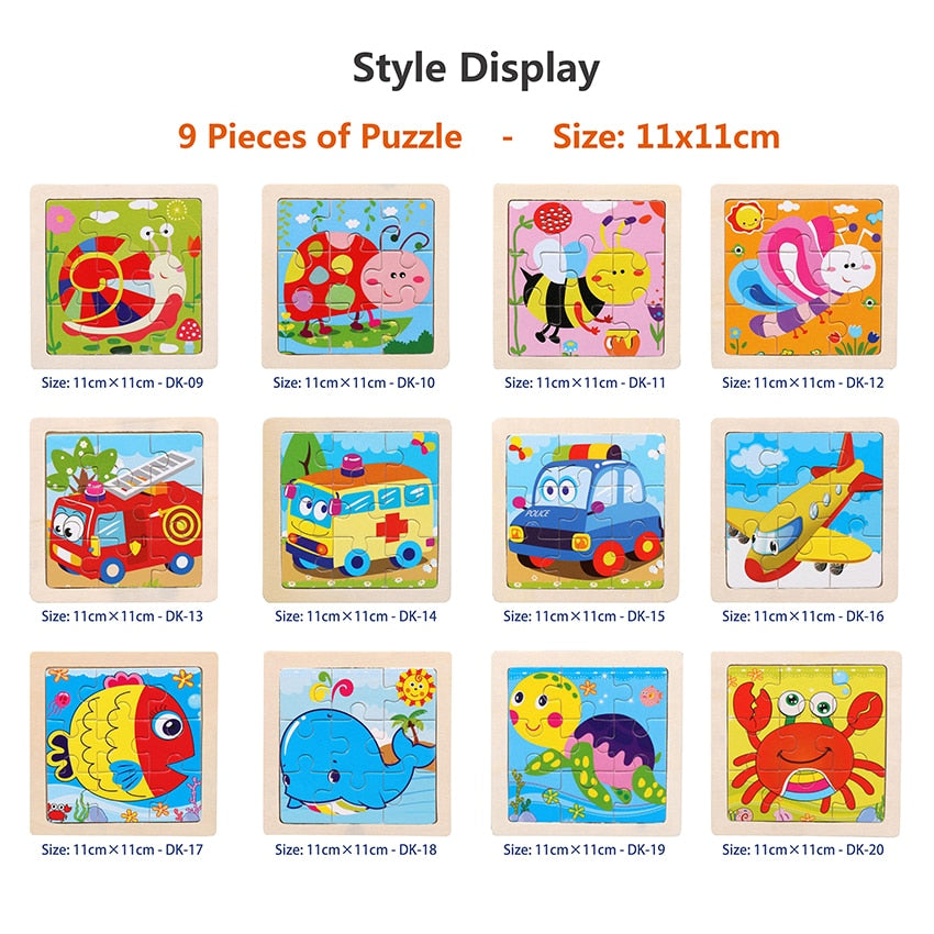 Kids Wooden Jigsaw Puzzle Baby Early Learning Educational Toy for Children  / 22FK212