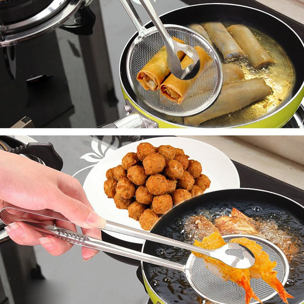 (NET) 2 In 1 Strainer Spoon With Clip Kitchen Oil-frying Multi-functional Clip Kitchen Tools/ 22FK181