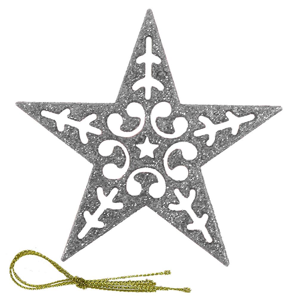 Christmas Glitter Star Tree Decoration (2 Pcs) - Karout Online -Karout Online Shopping In lebanon - Karout Express Delivery 