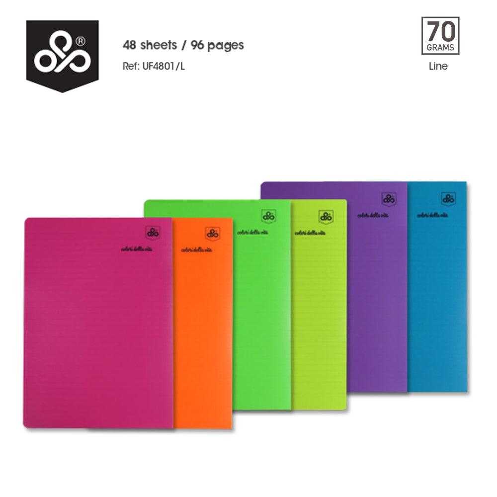 OPP Colori Della Vita Fluo Stitched Copybook - 48 sheets - Line / 21 x 29.7 cm - Karout Online -Karout Online Shopping In lebanon - Karout Express Delivery 