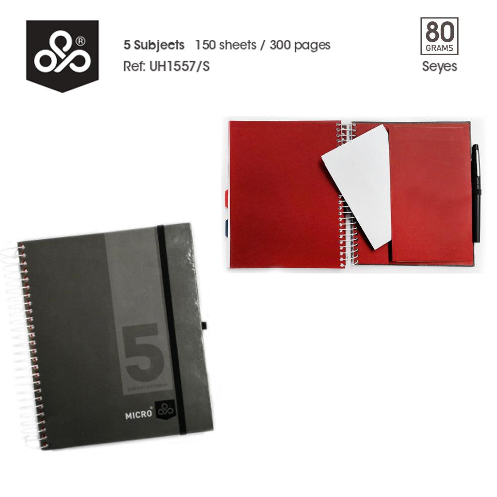 OPP Micro 5 subjects hard cover spiral notebook with elastic -150 sheets - Seyes - Karout Online -Karout Online Shopping In lebanon - Karout Express Delivery 