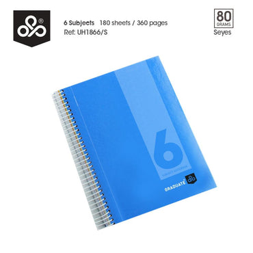 OPP Graduate 6 Subjects Hard Cover Spiral Notebook 180 sheets  - Seyes - Karout Online -Karout Online Shopping In lebanon - Karout Express Delivery 