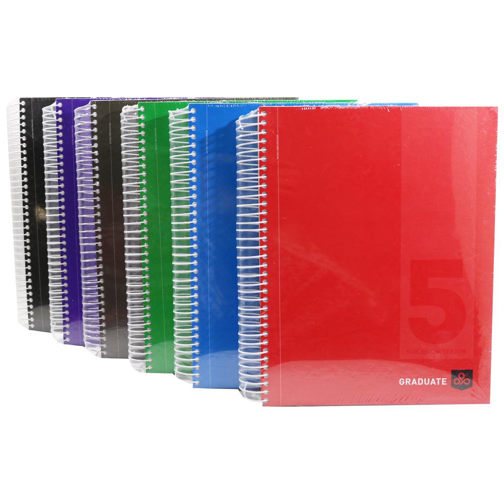 OPP Graduate 5 Subjects 21 x 27.5 cm Hard Cover Spiral Notebook 200 sheets - Seyes - Karout Online -Karout Online Shopping In lebanon - Karout Express Delivery 