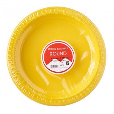 Strong Round Plastic Plates (12 Pcs) / H-913 Yellow Cleaning & Household