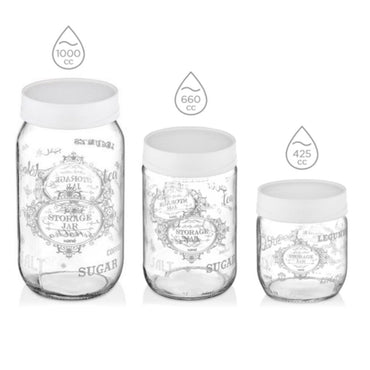 Hane Retro Storage Jar Set 3 Sizes - Karout Online -Karout Online Shopping In lebanon - Karout Express Delivery 