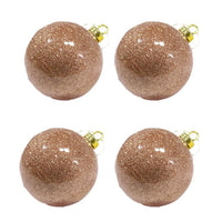 Christmas Bronze Glitter Balls Tree Decoration Set (4 Pcs)