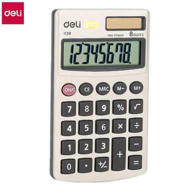 Deli E1120 Mini Calculator Metal Pocket 8-digit  with Cover - Karout Online -Karout Online Shopping In lebanon - Karout Express Delivery 