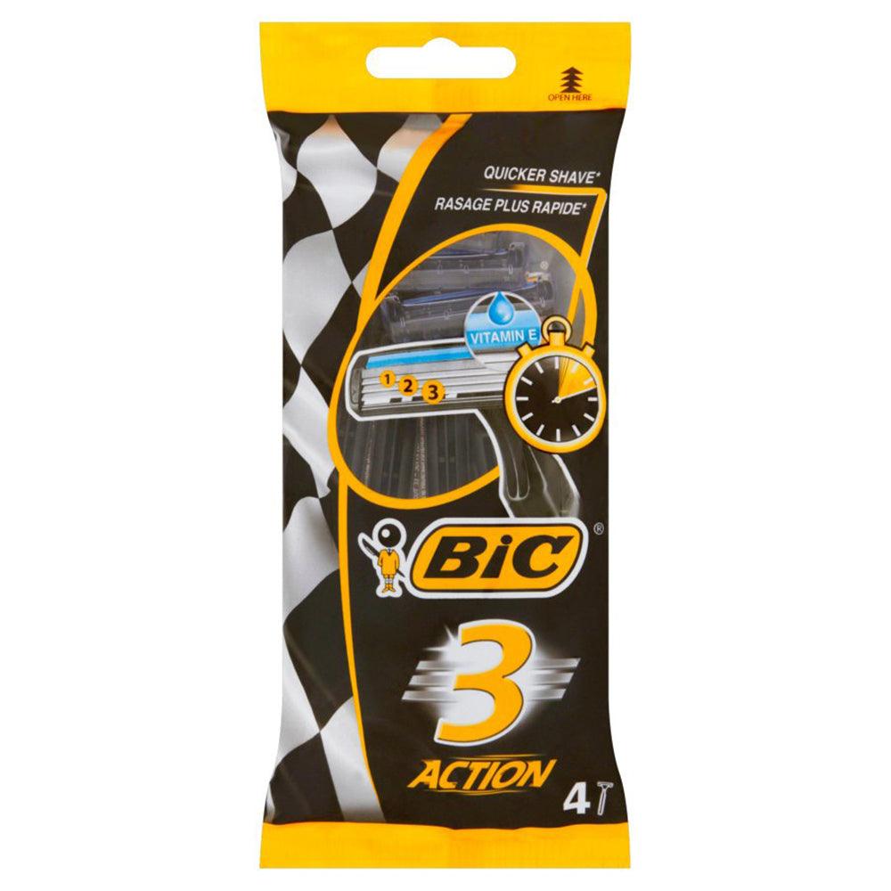 Bic Shaver 3 Action Razors For Men / 4 Pieces - Karout Online -Karout Online Shopping In lebanon - Karout Express Delivery 