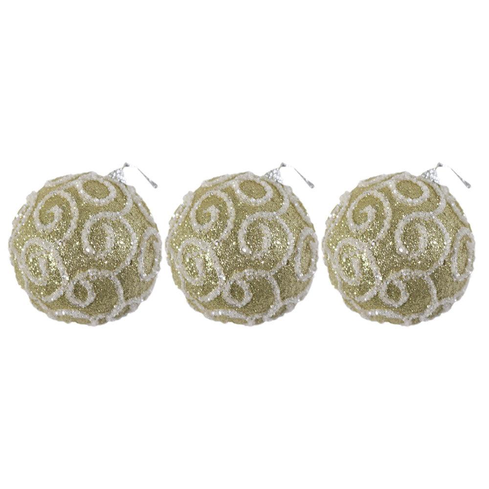 Christmas Gold 8 cm Balls Tree Decoration Set (3 Pcs) - Karout Online -Karout Online Shopping In lebanon - Karout Express Delivery 