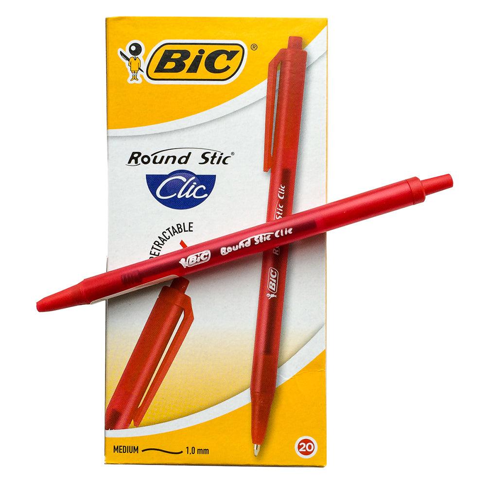 Bic Round Stic Clic Red Ballpoint Pen - Karout Online -Karout Online Shopping In lebanon - Karout Express Delivery 