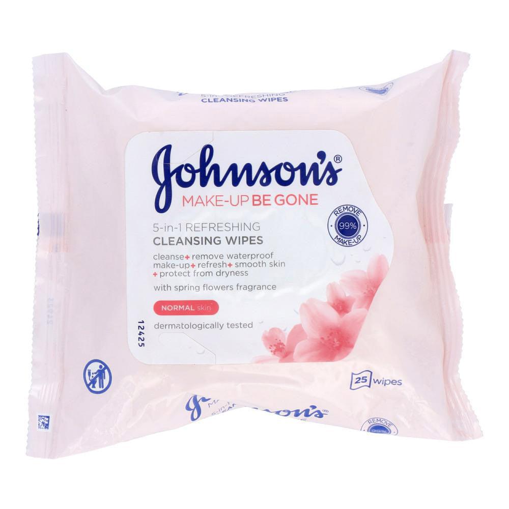JOHNSONS Makeup Be Gone 5 in1 Refreshing Cleansing Wipes 25 Pcs - Karout Online -Karout Online Shopping In lebanon - Karout Express Delivery 