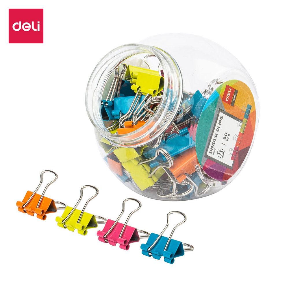 Deli E8557 Colorful Binder Clips Tube 50 pcs 15mm - Karout Online -Karout Online Shopping In lebanon - Karout Express Delivery 