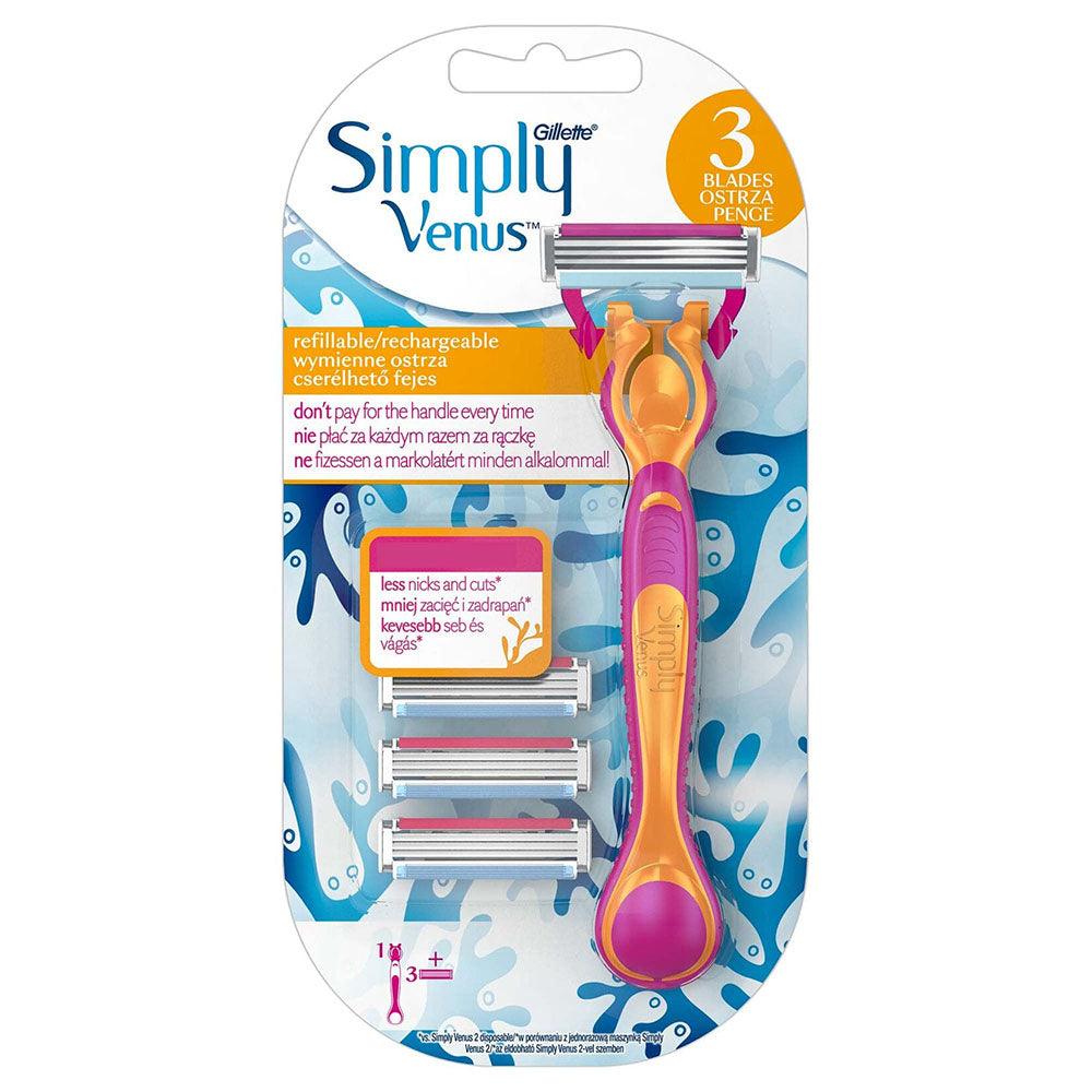 Gillette Simply Venus Hybrid Razor Handle + 3 Refills - Karout Online -Karout Online Shopping In lebanon - Karout Express Delivery 