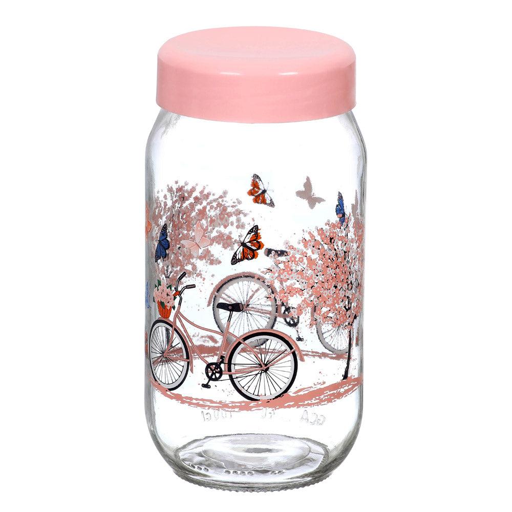 Glass Jar Pink with Lid / Large size / EW-03 - Karout Online -Karout Online Shopping In lebanon - Karout Express Delivery 