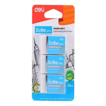 Deli H00311 Scribe Eraser 3 pcs - Karout Online -Karout Online Shopping In lebanon - Karout Express Delivery 
