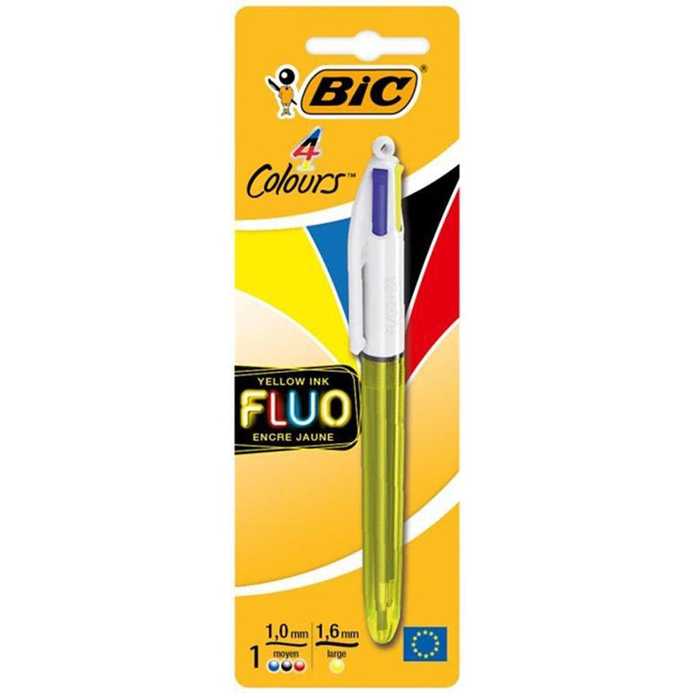 BIC 4 Colors Fluo  Ballpoint Pen - Karout Online -Karout Online Shopping In lebanon - Karout Express Delivery 