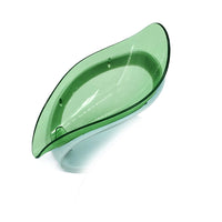 (net) Soap Holder Drain Portable Soap Box Leaf Shape Plastic