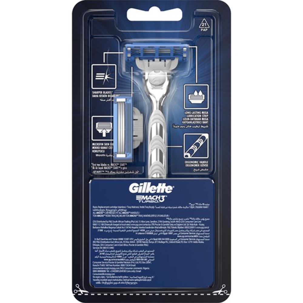 Gillette Mach3 Turbo Men’s Razor Handle + 2 Refill - Karout Online -Karout Online Shopping In lebanon - Karout Express Delivery 