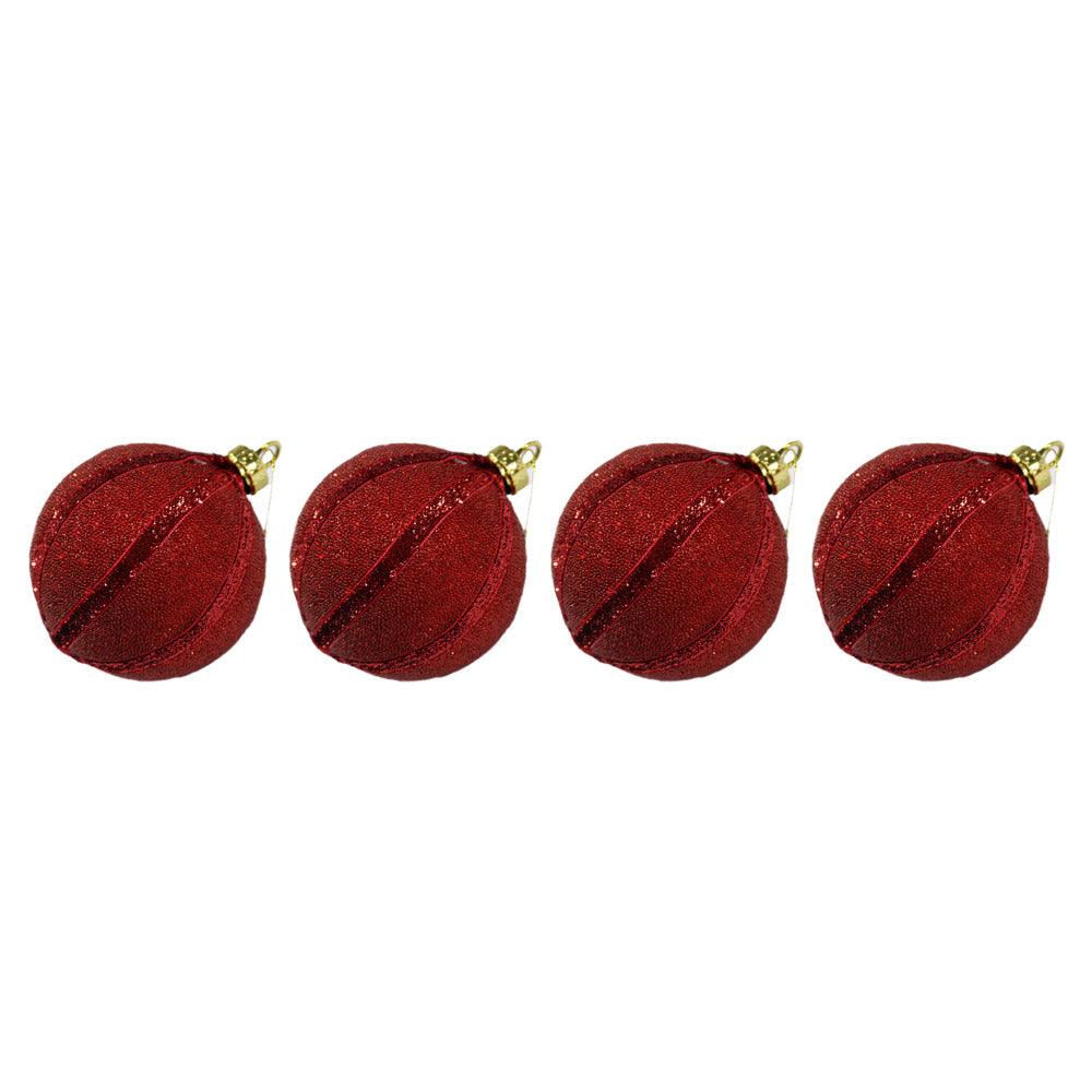 Christmas Red Ball 6 cm Tree Decoration set 4pcs - Karout Online -Karout Online Shopping In lebanon - Karout Express Delivery 