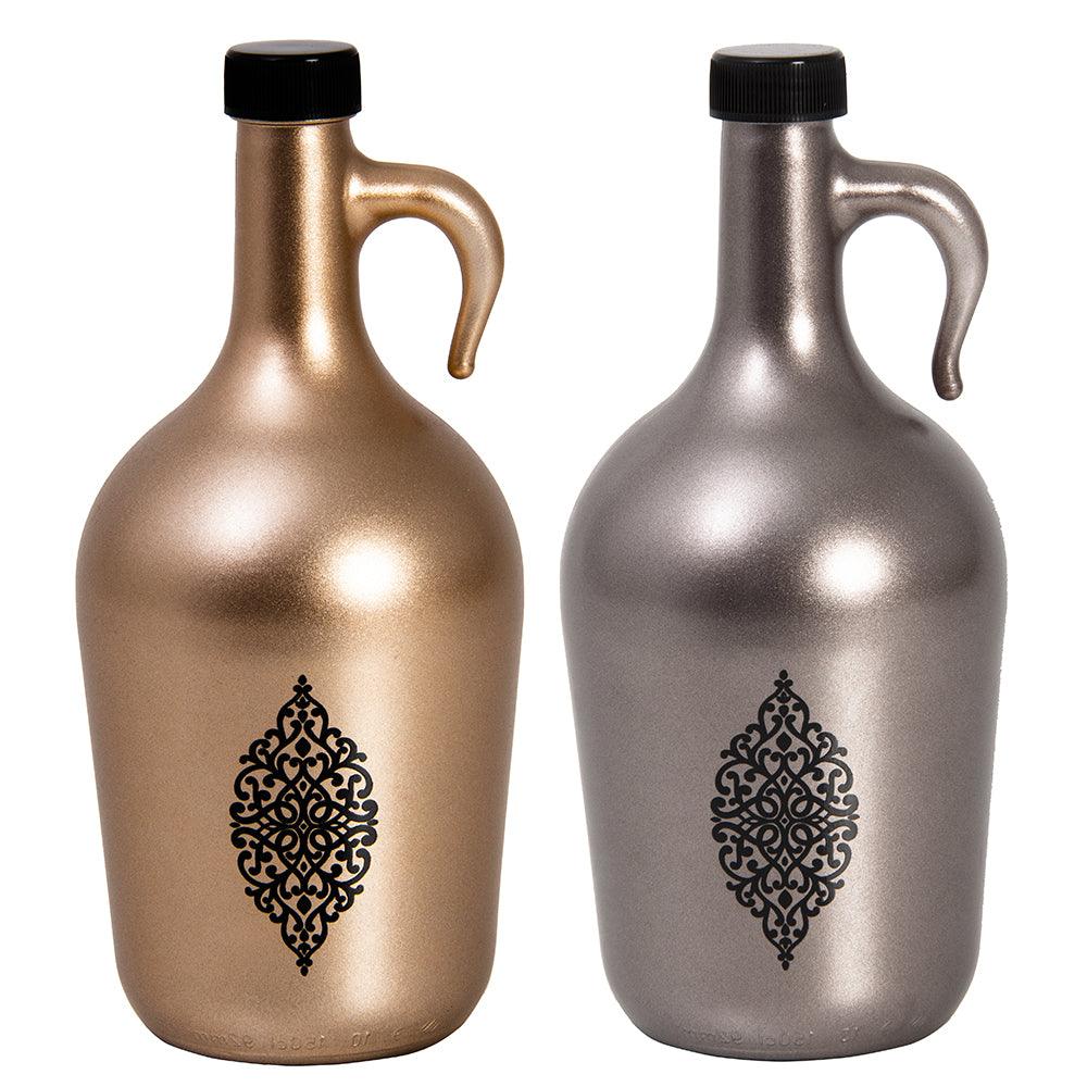 Herevin Decorated Oil Bottle Metallic / 1.5Lt - Karout Online -Karout Online Shopping In lebanon - Karout Express Delivery 