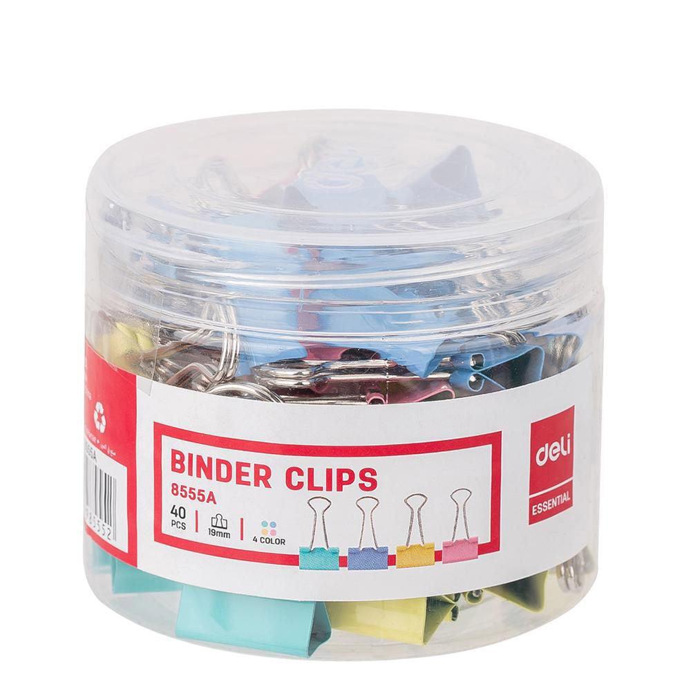 Deli E8555A Colorful Binder Clips 40 pcs 19mm - Karout Online -Karout Online Shopping In lebanon - Karout Express Delivery 