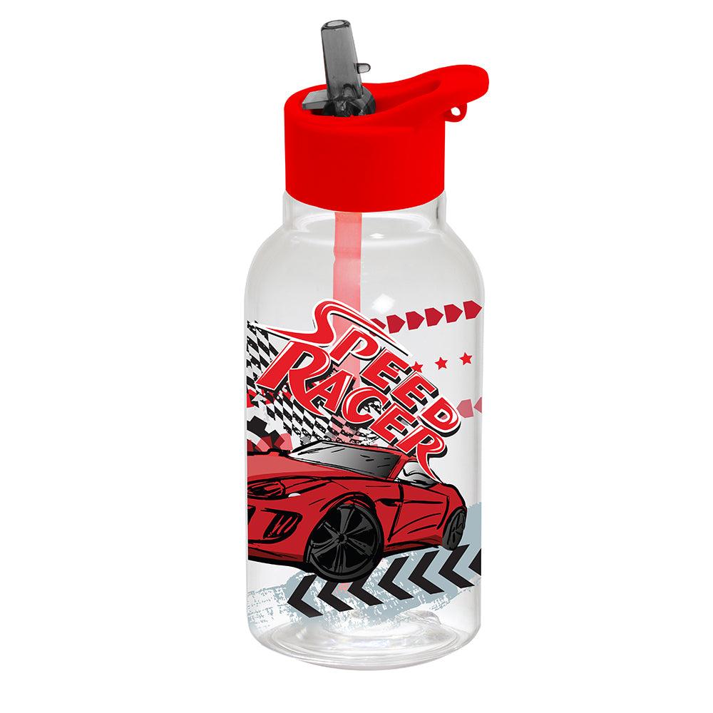 Herevin Decorated Water Bottle with Straw - Speed Racer - Karout Online -Karout Online Shopping In lebanon - Karout Express Delivery 