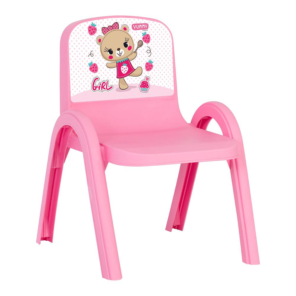 Herevin Decorated Kids Chair - Pink Bear - Karout Online -Karout Online Shopping In lebanon - Karout Express Delivery 