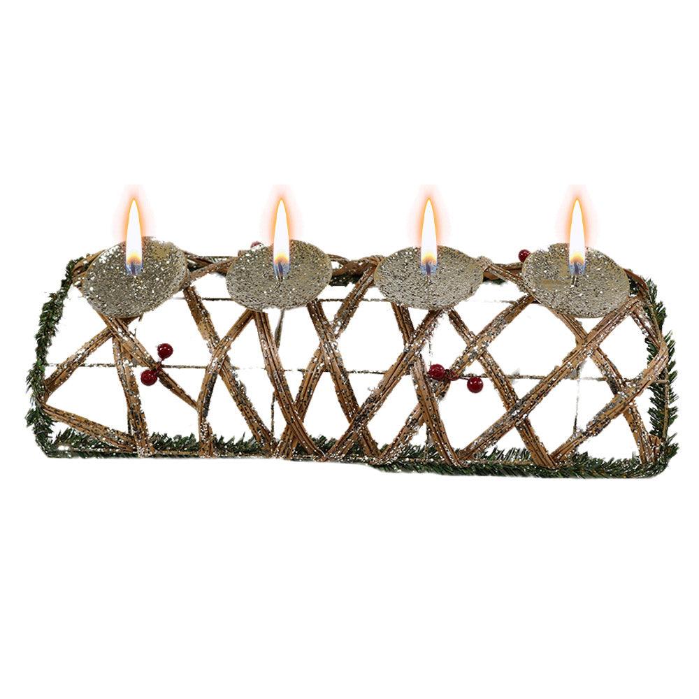 Christmas Glittered Rattan Candle Holder 40 cm / R4241 - Karout Online -Karout Online Shopping In lebanon - Karout Express Delivery 