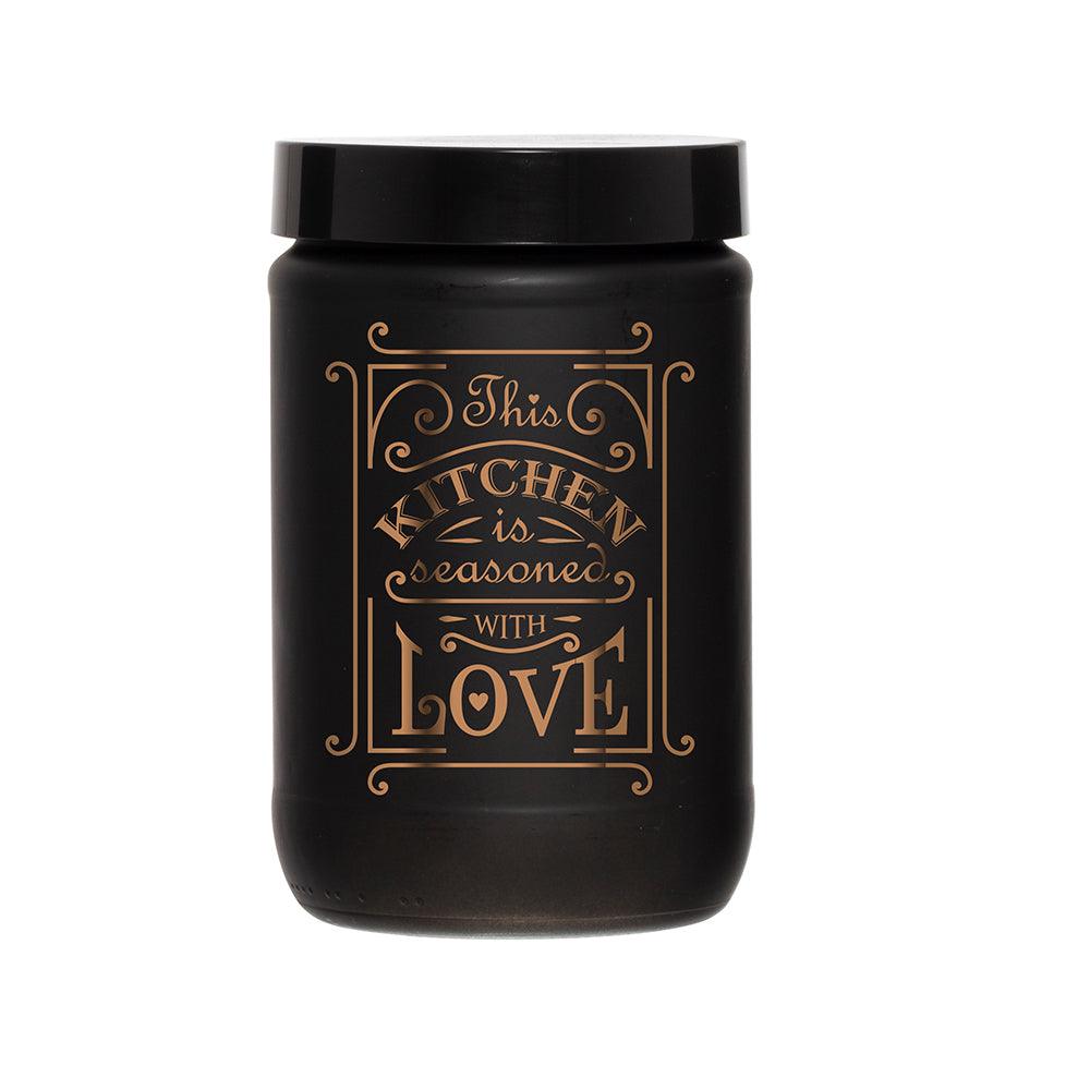 Herevin Decorated Black Matte Jar  / 660ml - Karout Online -Karout Online Shopping In lebanon - Karout Express Delivery 