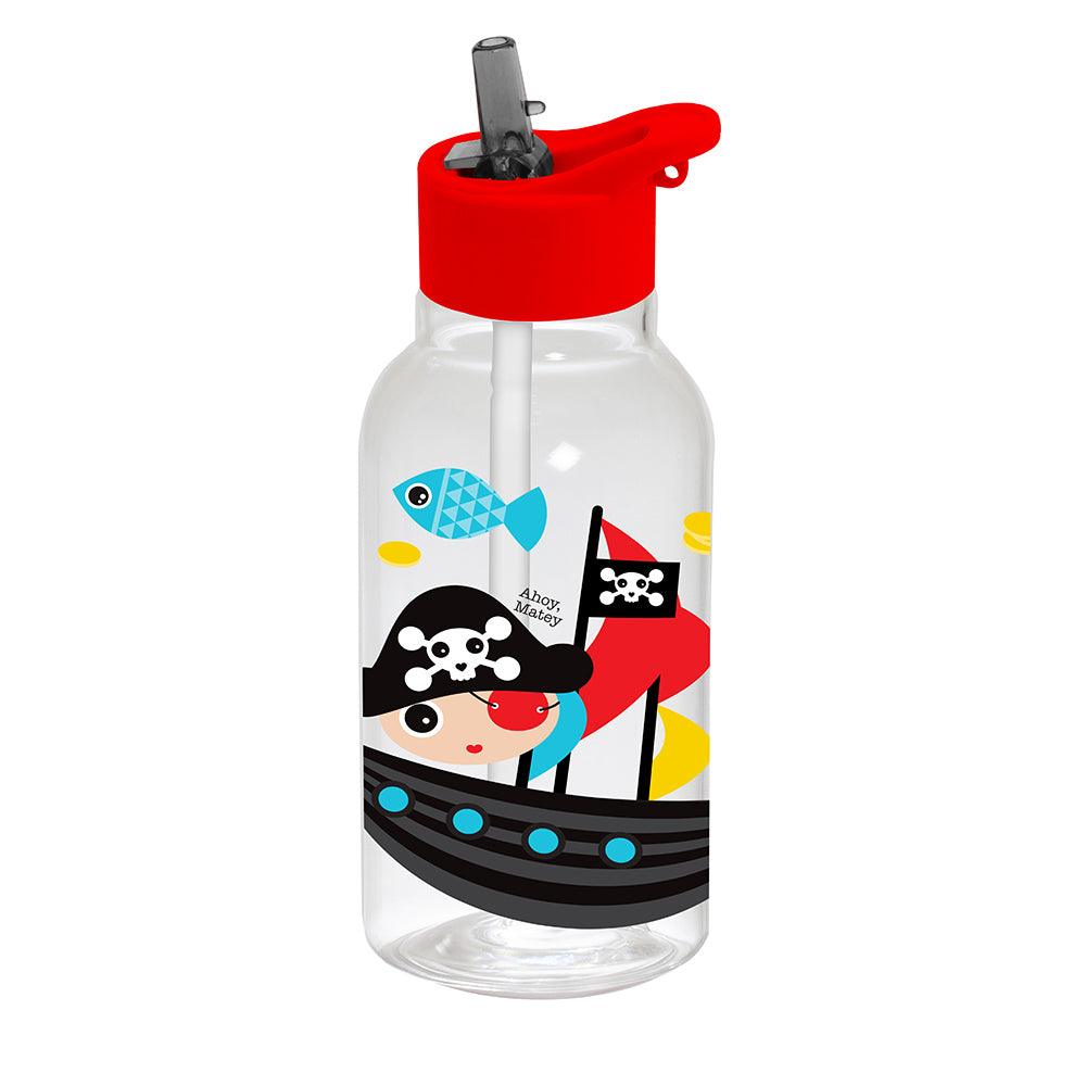 Herevin Decorated Water Bottle with Straw - Pirate - Karout Online -Karout Online Shopping In lebanon - Karout Express Delivery 