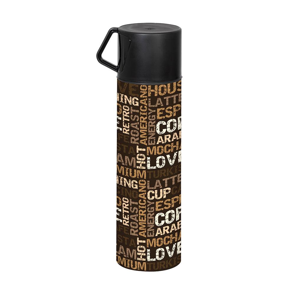 Herevin Decorated Vacuum Flask with Mug - Coffee 410ml - Karout Online -Karout Online Shopping In lebanon - Karout Express Delivery 