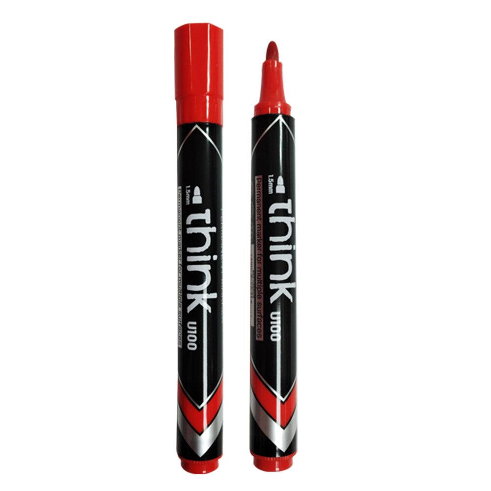 Deli U10040 Permanent Marker 1.5mm Red - Karout Online -Karout Online Shopping In lebanon - Karout Express Delivery 