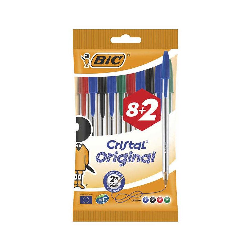 Bic Cristal Medium Pouch 8 + 2 Assorted / 10 Pieces - Karout Online -Karout Online Shopping In lebanon - Karout Express Delivery 