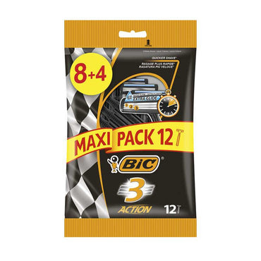 Bic Shaver 3 Action Razors For Men / 12 Pieces - Karout Online -Karout Online Shopping In lebanon - Karout Express Delivery 