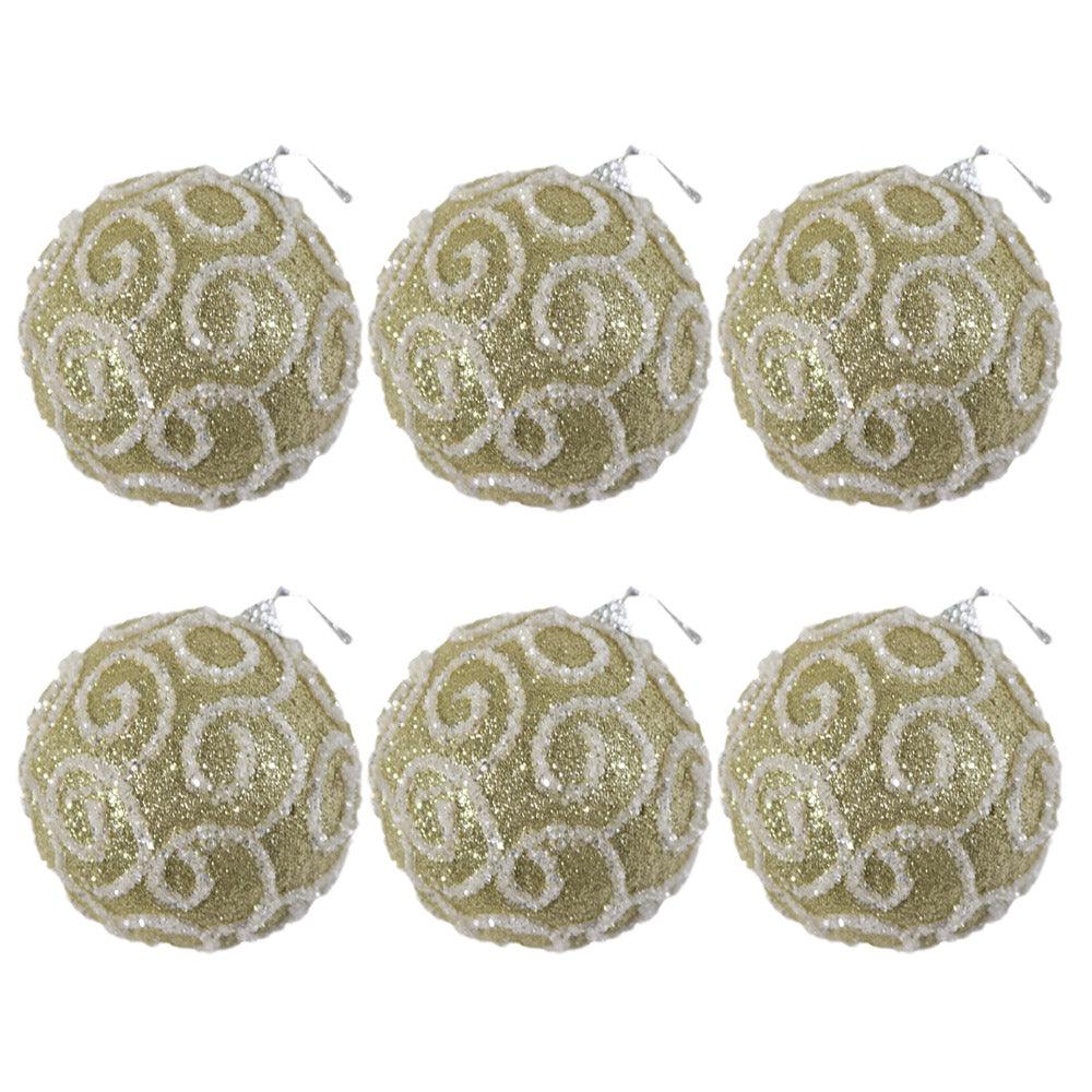 Christmas Gold Balls 6 cm Tree Decoration Set (6 Pcs) / C-172 - Karout Online -Karout Online Shopping In lebanon - Karout Express Delivery 