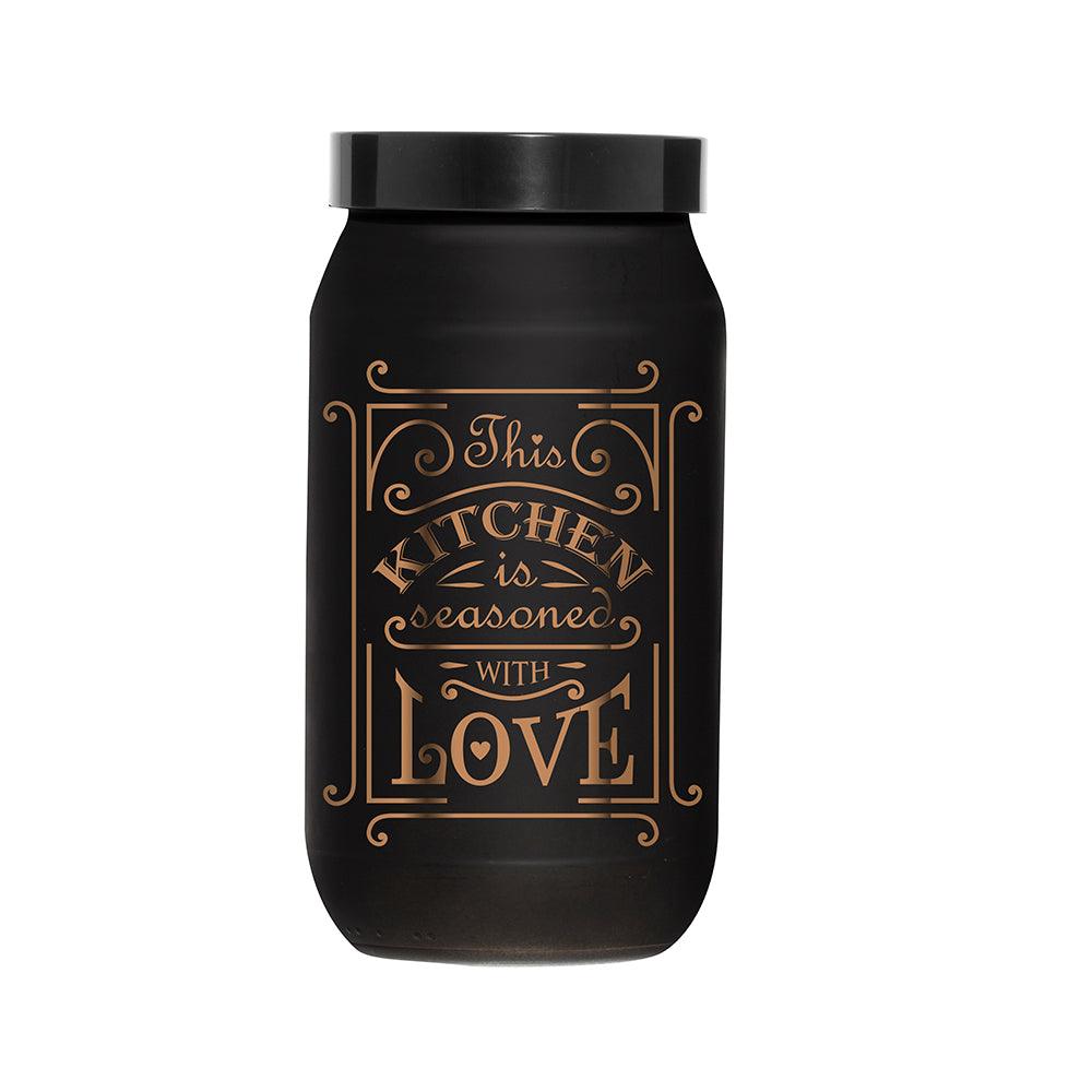 Herevin Decorated Black Matte Jar  / 1000ml - Karout Online -Karout Online Shopping In lebanon - Karout Express Delivery 