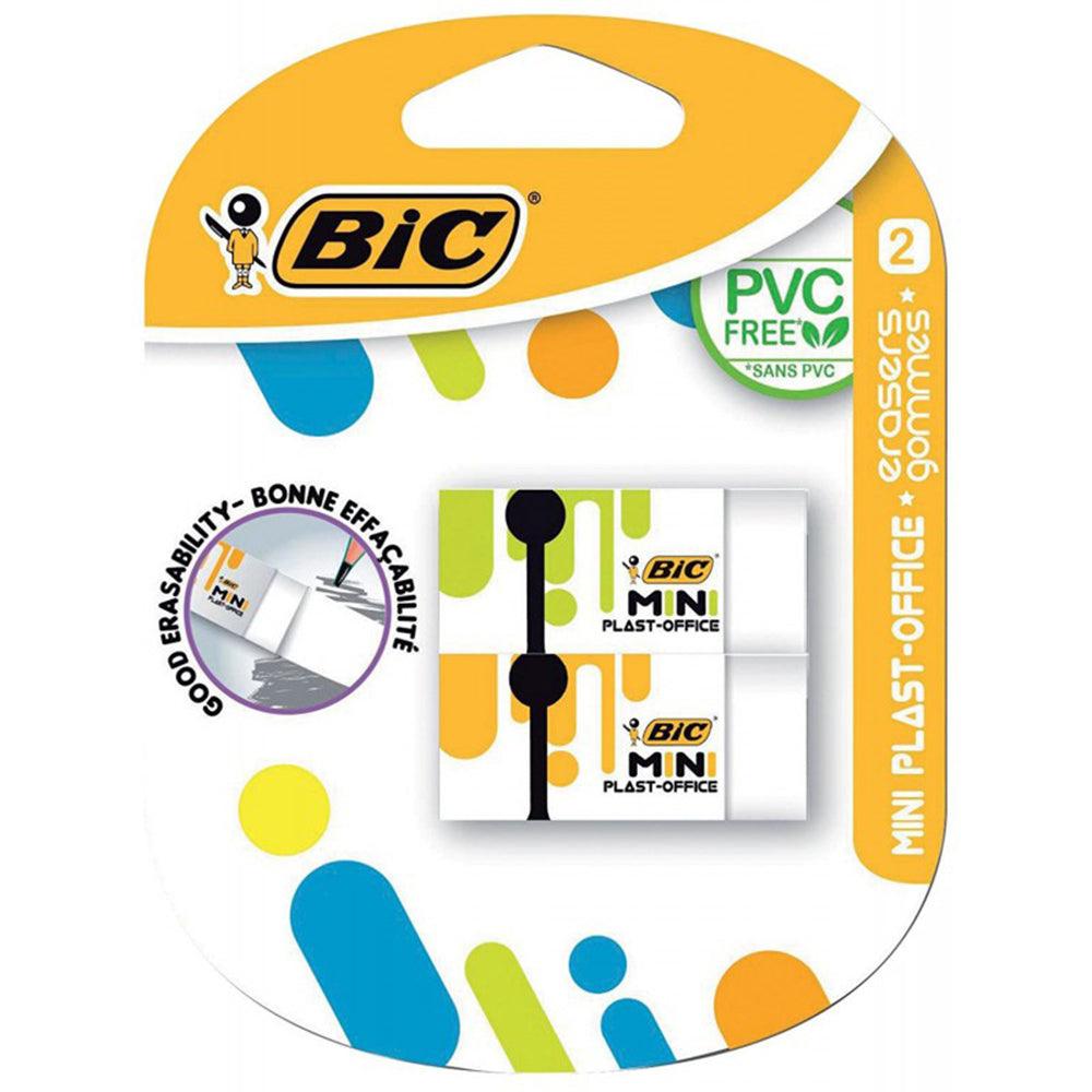 Bic Plast Office Mini Eraser 2 Pieces White - Karout Online -Karout Online Shopping In lebanon - Karout Express Delivery 