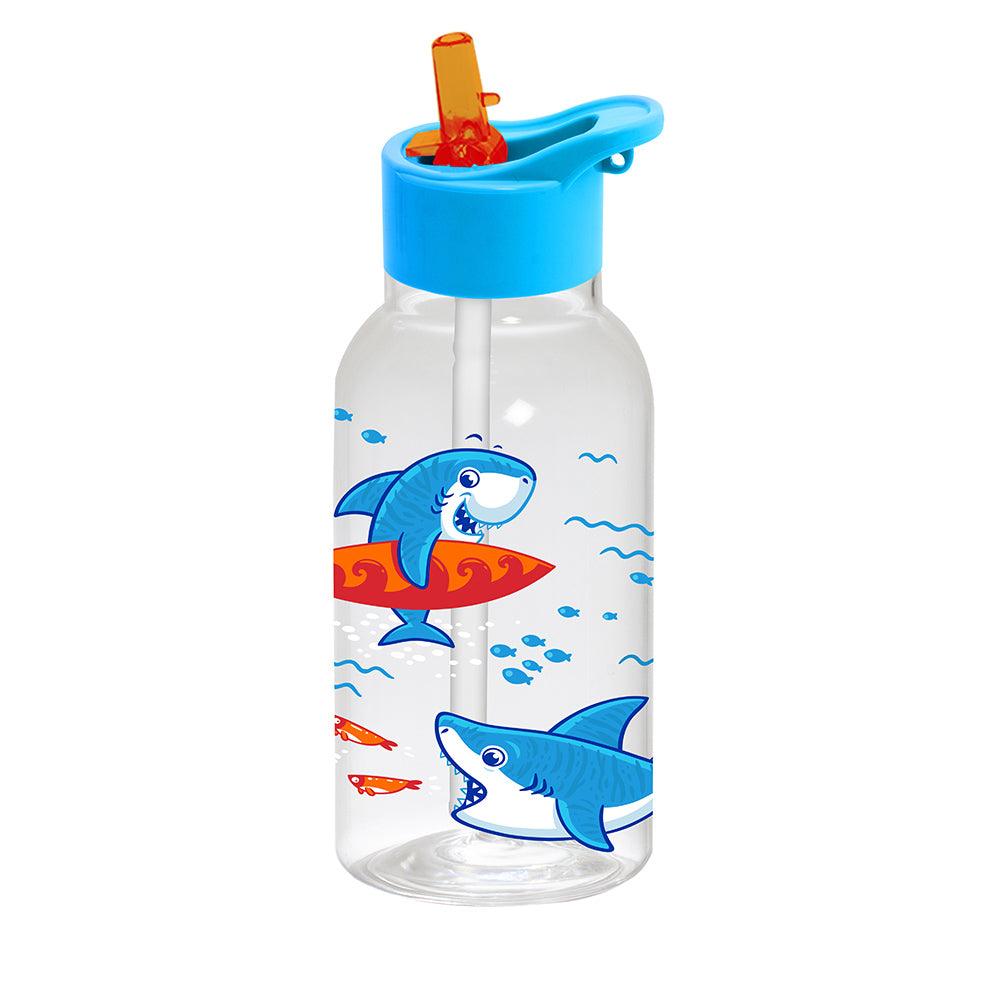 Herevin Decorated Water Bottle with Straw - Shark - Karout Online -Karout Online Shopping In lebanon - Karout Express Delivery 