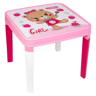 Herevin Decorated Childs Table - Pink Bear - Karout Online -Karout Online Shopping In lebanon - Karout Express Delivery 