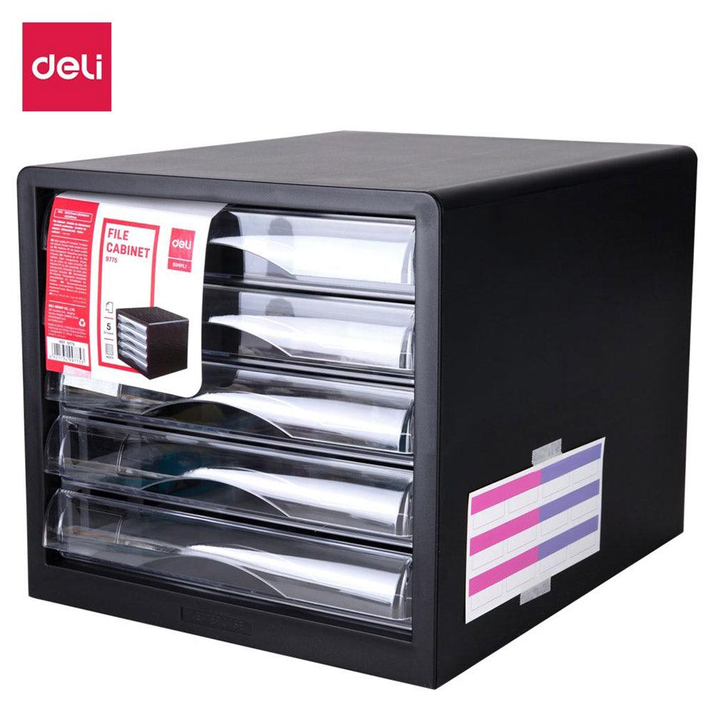 Deli E9775 5 Drawers File Cabinet Black - Karout Online -Karout Online Shopping In lebanon - Karout Express Delivery 