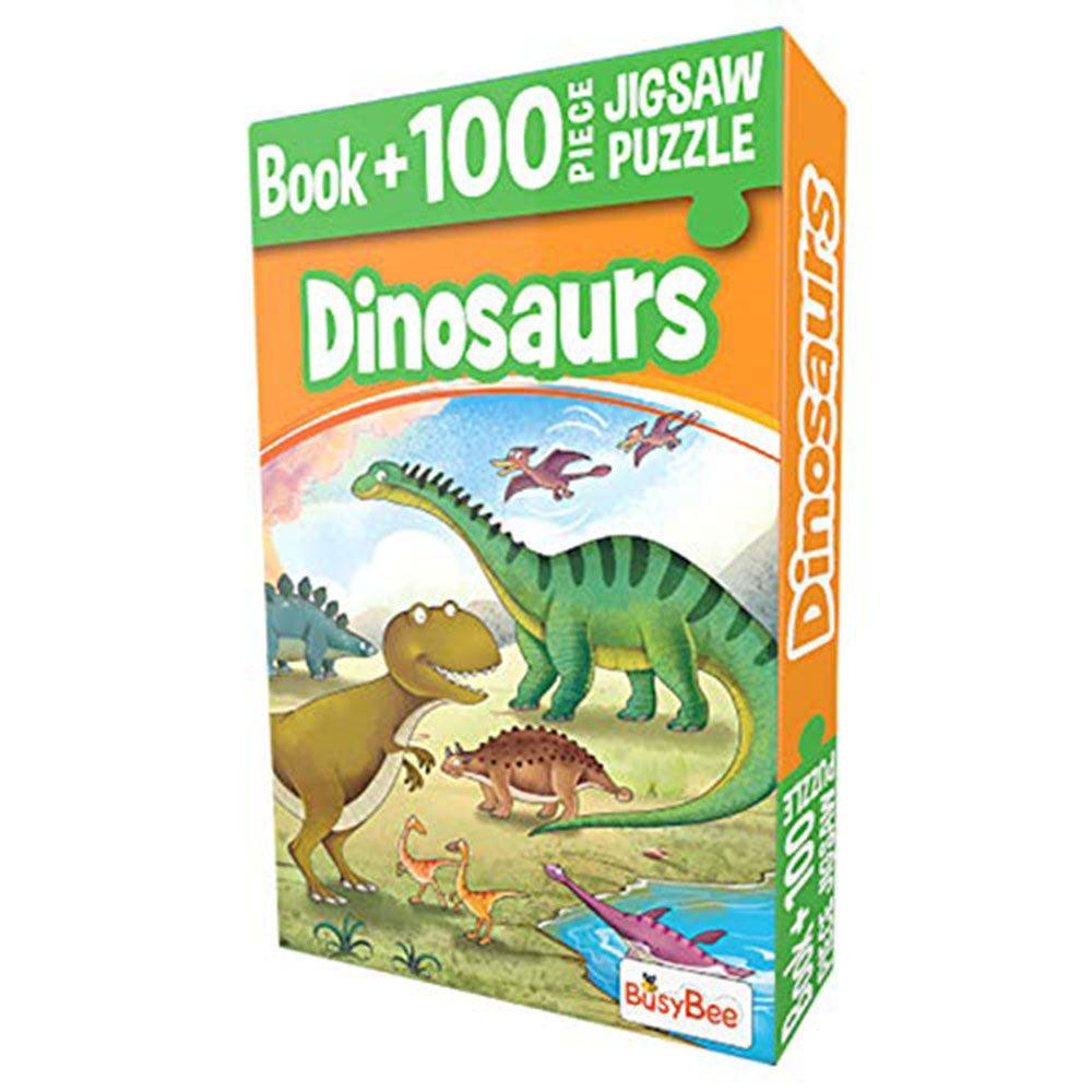 Little kitabi Book + Jigsaw Puzzle 100pcs Dinosaurs / 15974 - Karout Online -Karout Online Shopping In lebanon - Karout Express Delivery 